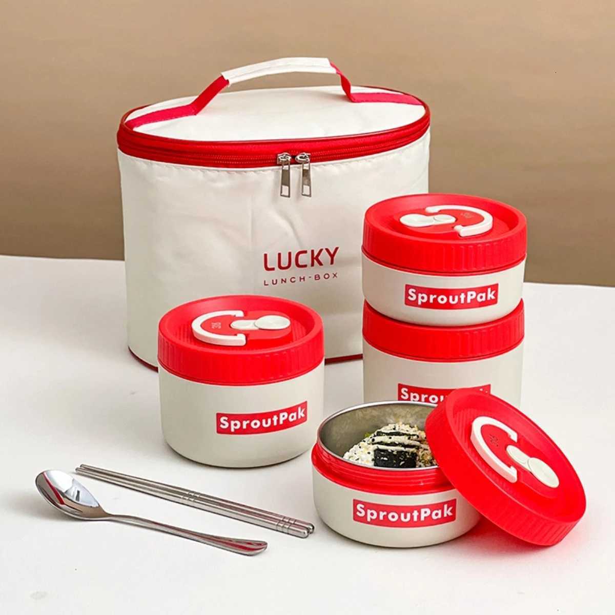 WORTHBUY 304 Stainless Steel Insulated Lunch Container With Handle Stackable Lunch Box Kids Students Sealed Thermal Bento BoxM251121