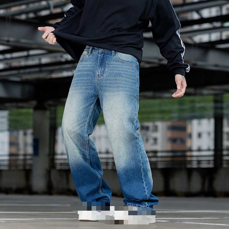 This autumn and winter collection of American-style, form-fitting, trendy jeans with embroidered cat whiskers on the back pocket for men---C050