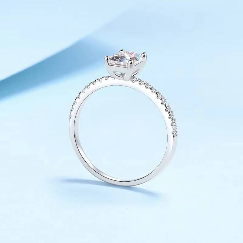 S925 Sterling Silver Wedding Rings With Elegant D Color 1Carat 2Carat Emerald Cut Moissanite Ring Elegant Jewelry for Women