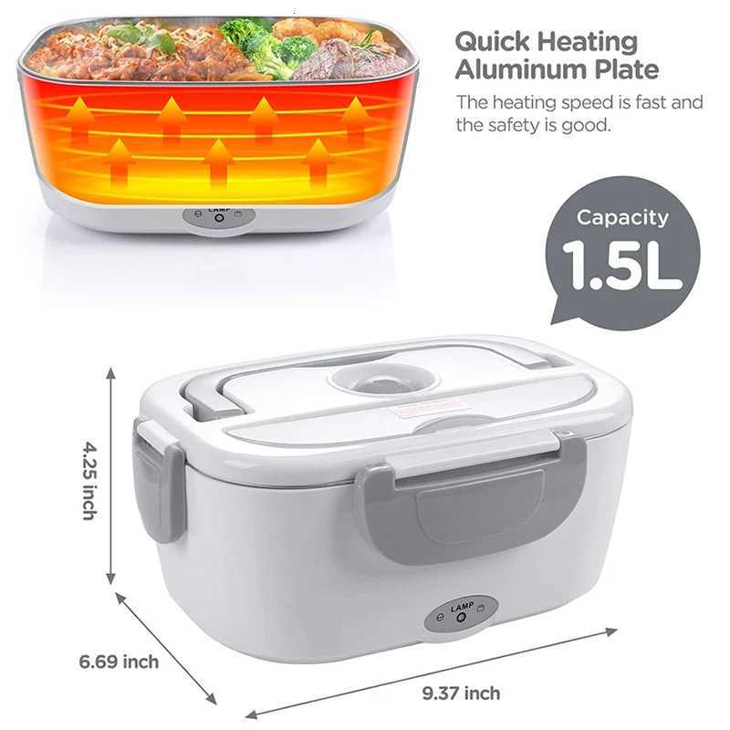 Stainless Steel Electric Heating Lunch Box 12V 24V 110V 220V Car US EU Plug School Picnic Portable Food Warmer Container HeaterM251121