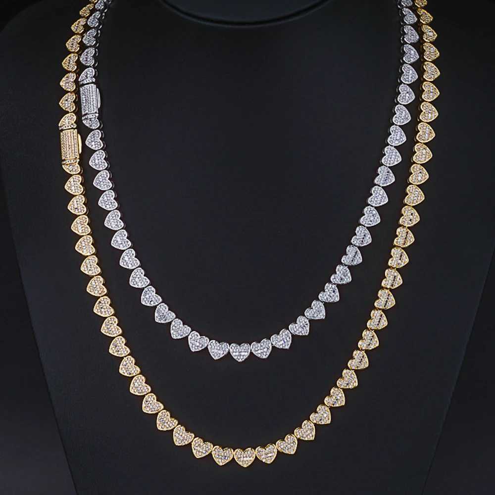 ESKEEM Jewelry New Trendy Iced Heart Baguette CZ Necklace Heart Shaped Tennis Chain for Woman Birthday GiftXJ251121