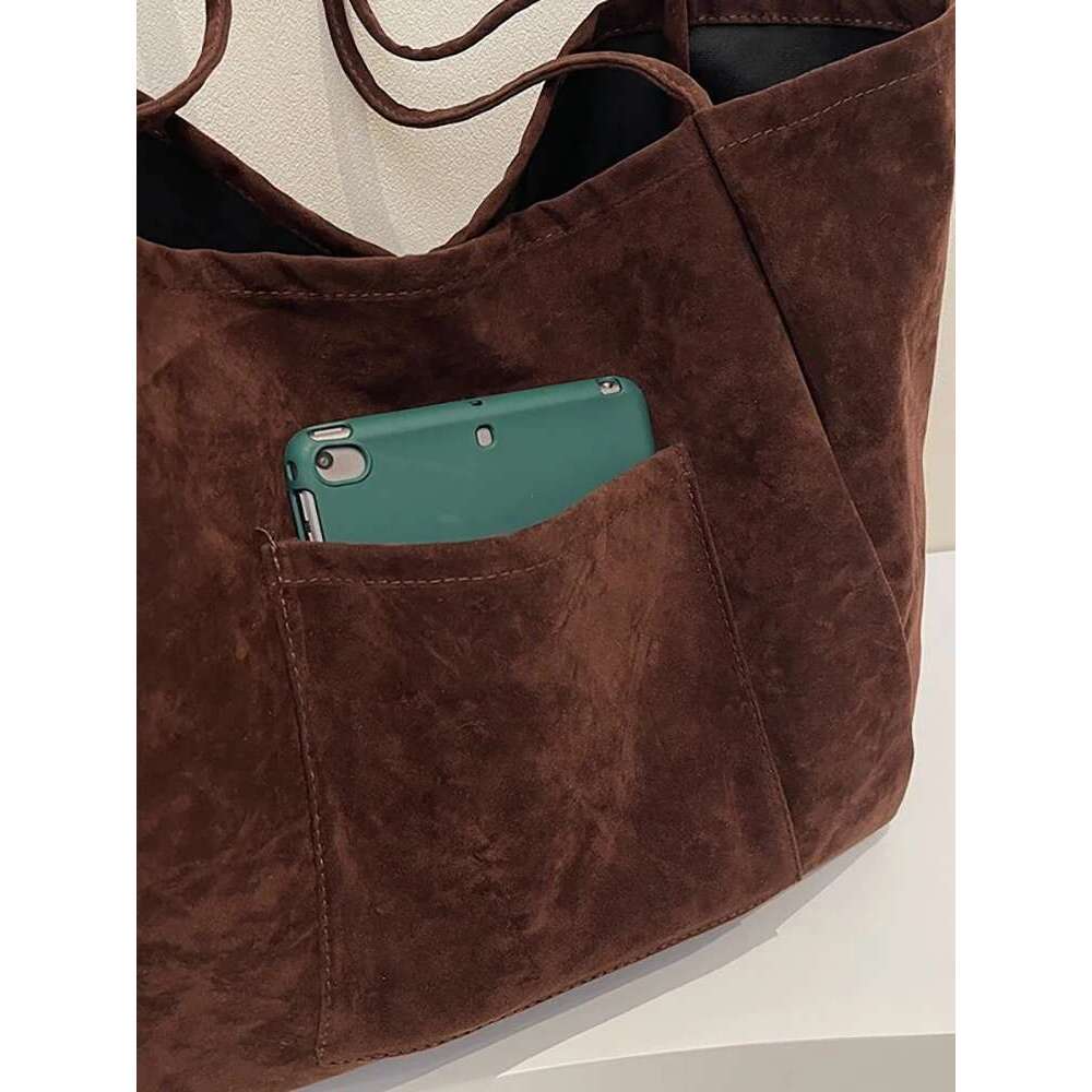 Purse For Women Hobo Bags Fall Slouchy Suede Tote Bag Brown Suede Bag For Travel Shopping Work