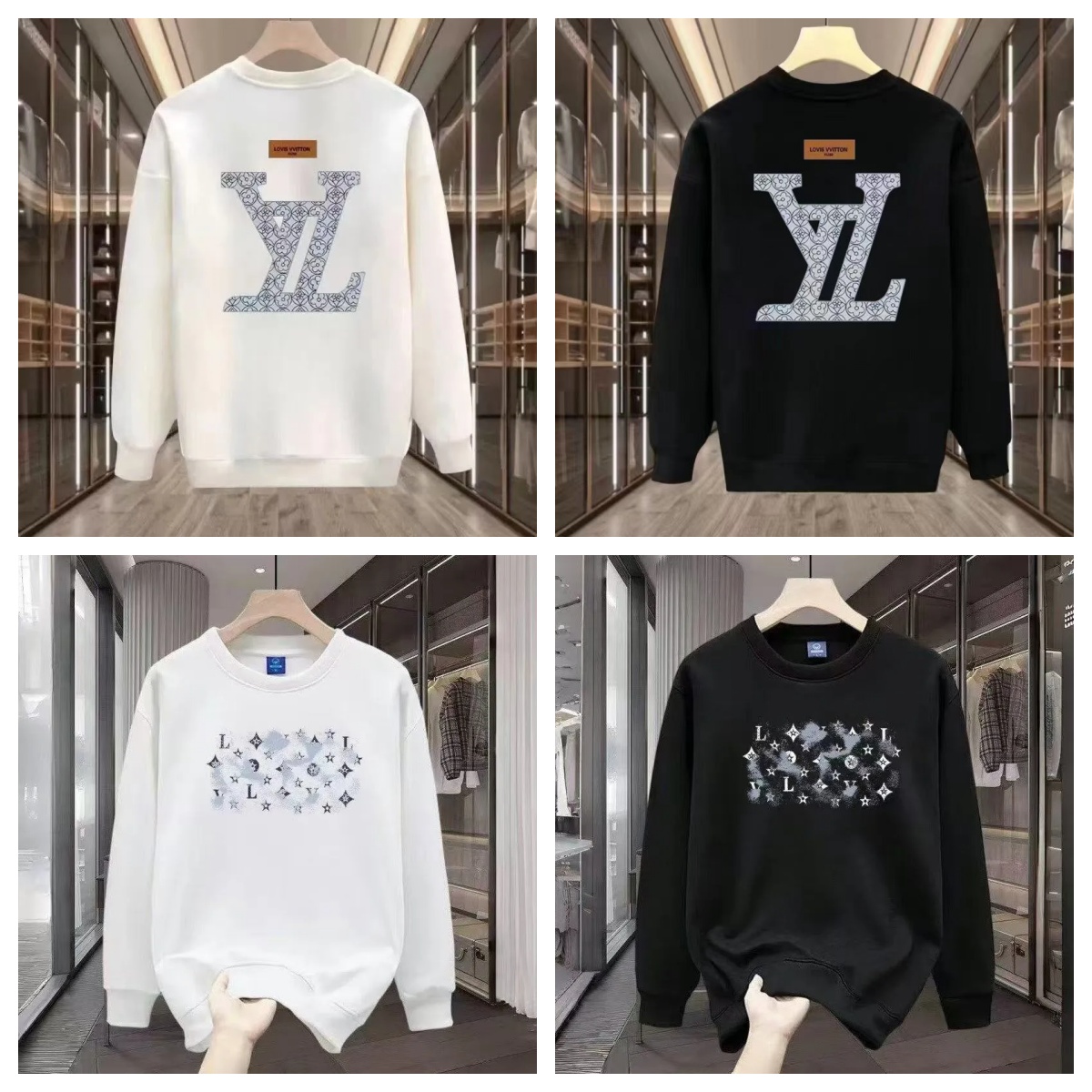 Designer Men's Hoodies 100% Cotton new presbyopic letter Crewneck Sweatshirts long sleeves for Men Women Oversized Top Casual Vintage Retro Tees Loose Pullover M-5XL