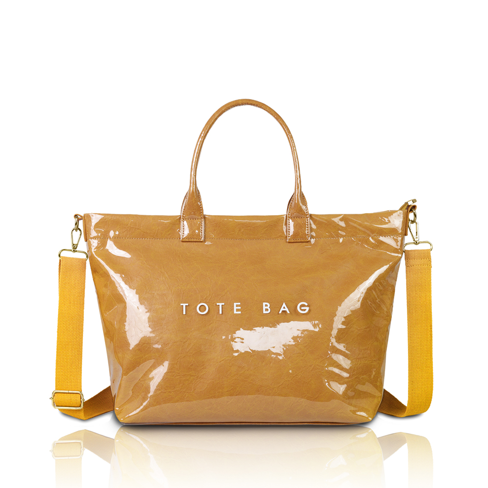 Women's PVC Tote Large Capacity Letter Print Kraft Paper Clear Plastic Shoulder Bag Waterproof Travel Handbag