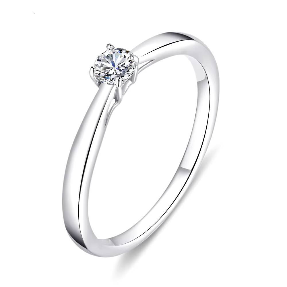 Love Jewelry 925 Sterling Silver Rhodium Plated Romantic Engagement Round Cut Women VVS D Color HPHT CVD Lab Grown Diamond Ring