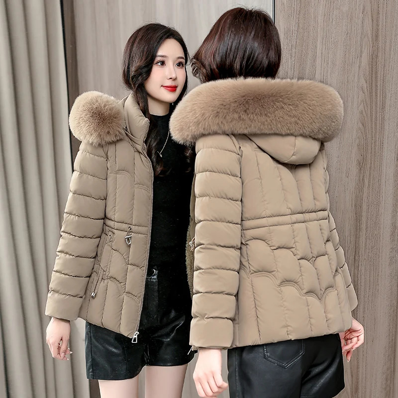 Winter 2025 Down Jacket Women Parkas Fashion High-Quality Warm Cotton Padded Coat Ladies Short Overcoat Hooded Overwear Tops 251111