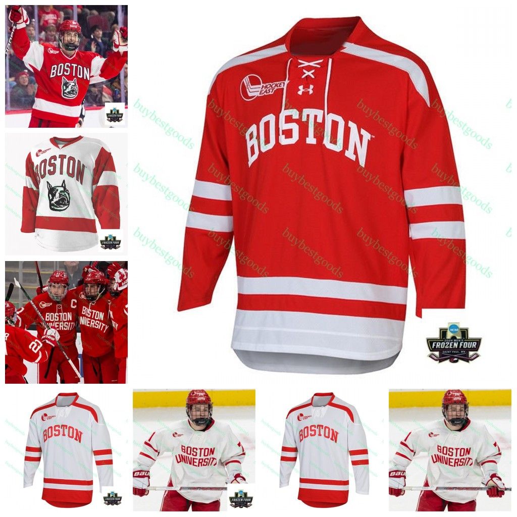 Custom Boston University Terriers 2024 Frozen Four Hockey Jay O'Brien Lane Hutson Jack Page Devin Kaplan Brian Carrabes Domenick Fensore Jersey