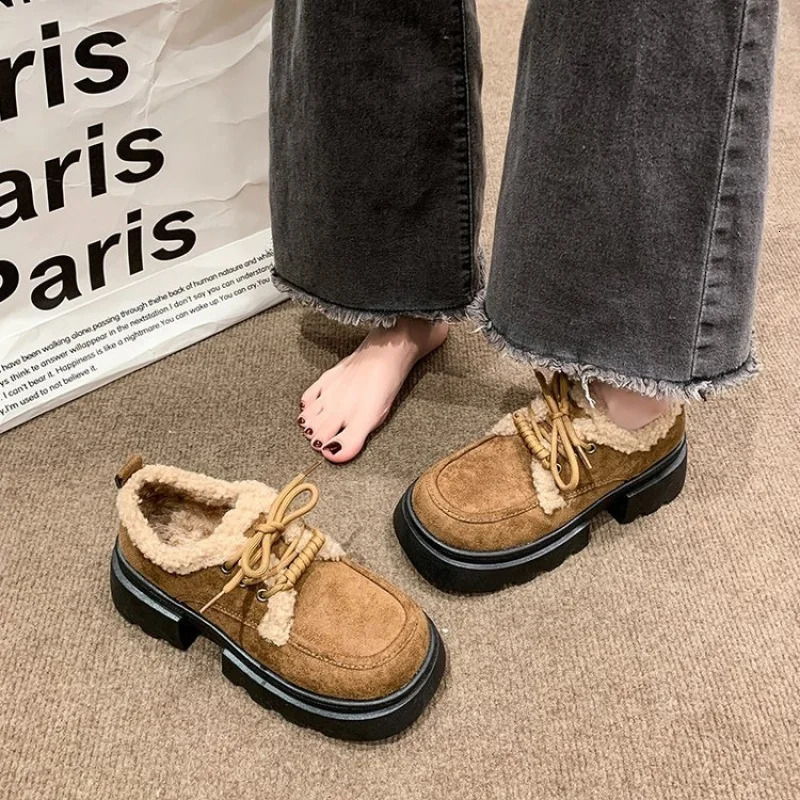 Winter Womens Furry Loafer Shoes Warm Plush Lined Slipon Flat Boots Casual Fur Ankle Booties 251121