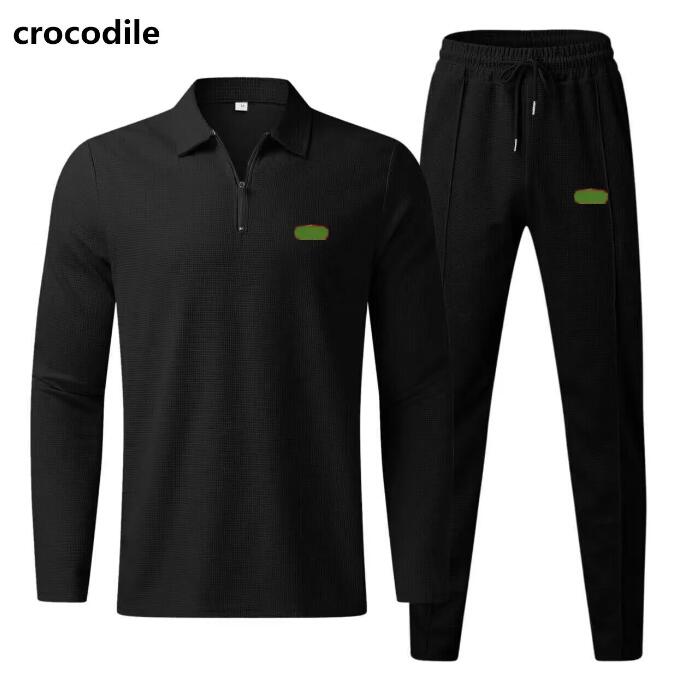 Men's shorts designer pants and t-shirt set sportswear crocodile summer fashion sportswear long sleeved pullover sweater jogging pants set sportswear