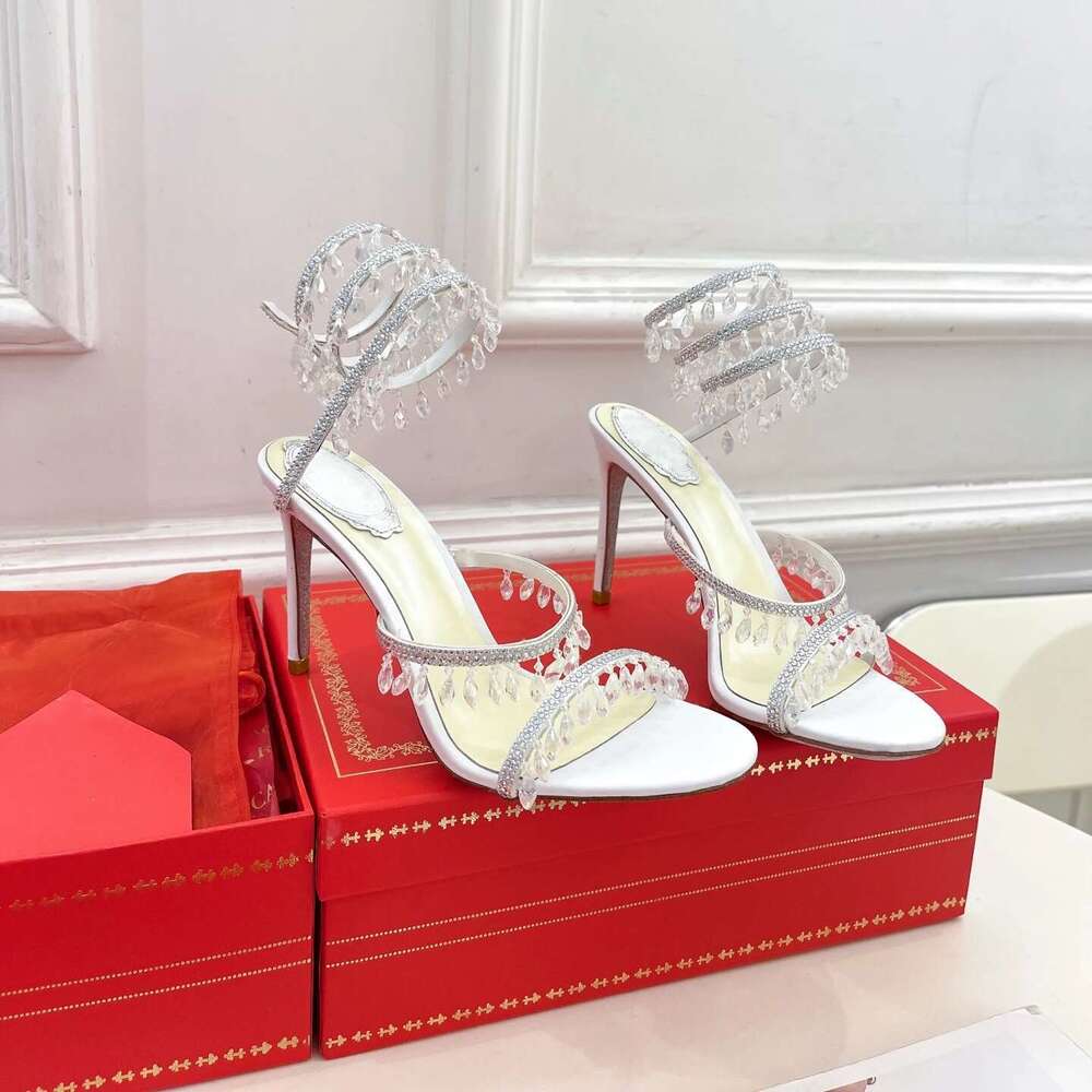 Shoes Women Size34-43 Genuine Leather Sandals Super High Heels Crystal Fringe Pumps Sgbacks Designer Shoe atillas De Mujer