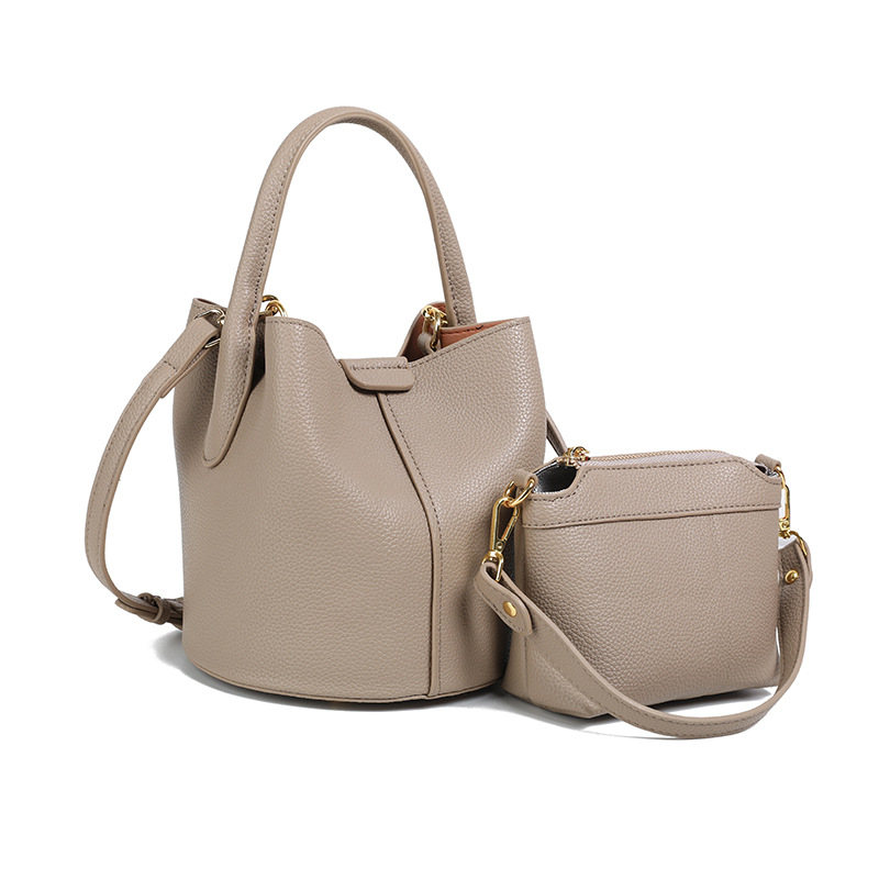 Luxury Bag 2025 autumn and winter hot selling plaid leather bucket bag fashionable and versatile composite bag for women