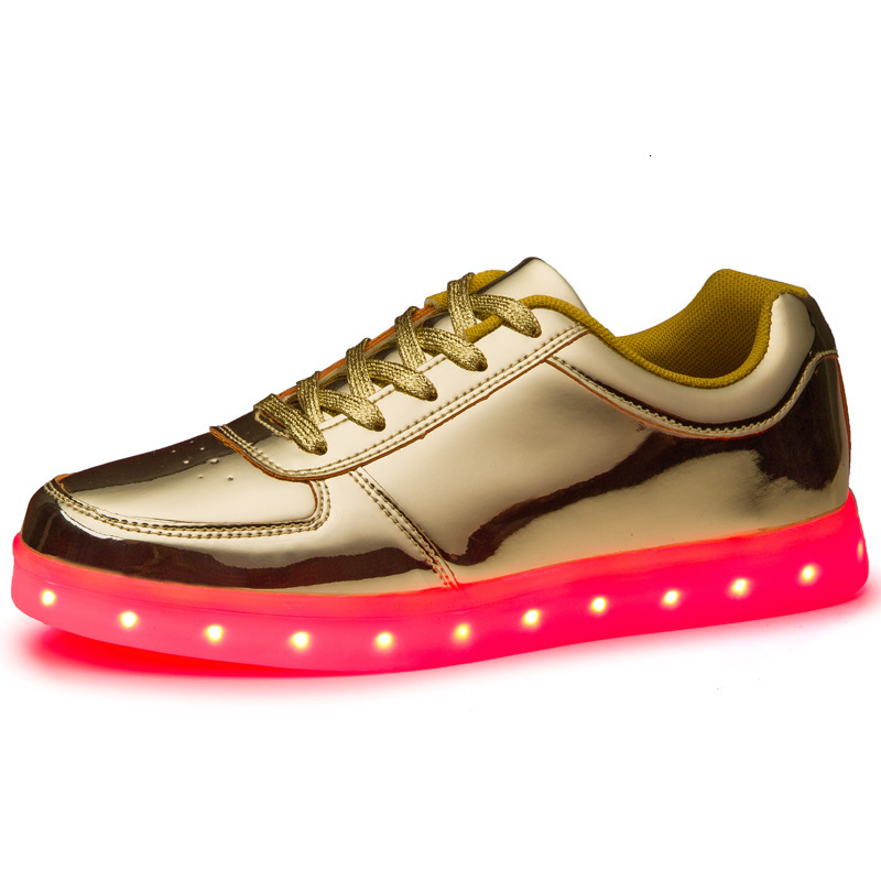 Colorful LED shoes, luminous shoe lights, gold and silver shoes, fashionable trendy shoes, skateboarding shoes, casual children's shoes