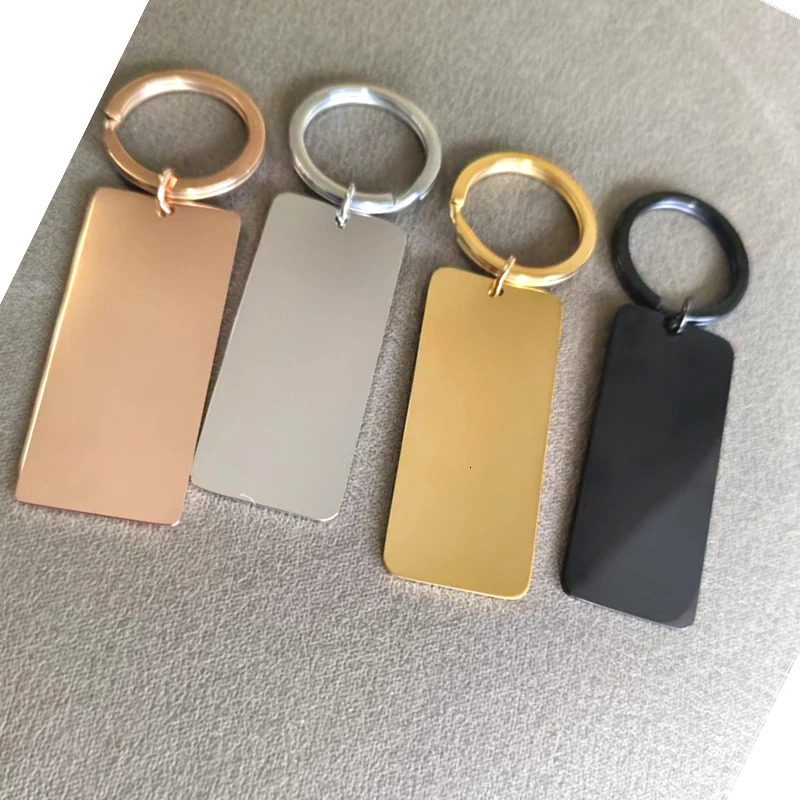 10Pcs Mirror Polished 304 Stainless Steel Rectangle Blank Keychain For DIY Keychains Jewelry Marking 4 Colors Wholesale 251121