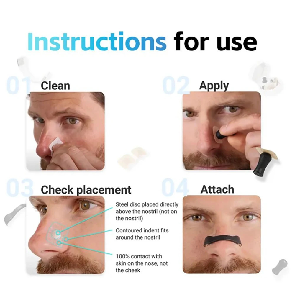 40 Pairs Magnetic Nasal Strips Nasal Breathing Dilators Kits Increase Air Intake Improve Sleeping Reduce Snoring for Nighttime 250421