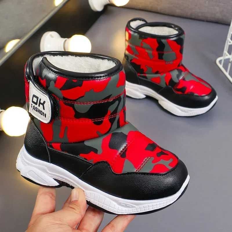 Children Snow Boots Girls Boys 2025 Winter New Fashion Style PU Leather Versatile Soft Bottom Anti-slippery Casual Warm ShoesW251121