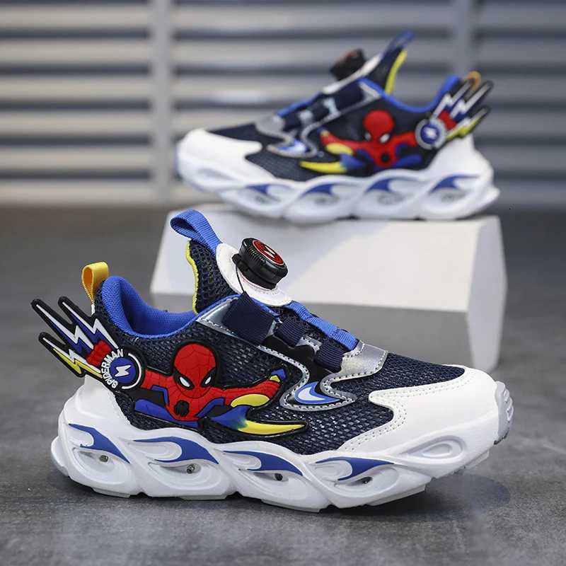 Children Sports Shoes Mesh Rotating Buckle Casual Outdoor Running Shoes Anti Slip Fashion Flashing Lightweight Walking ShoesW251121