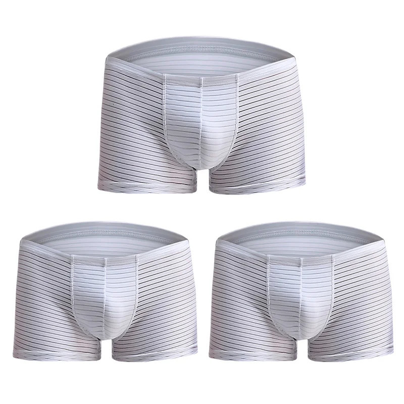 Ultra thin transparent sexy mens ice silk underwear breathable onepiece boxer square sole 250417