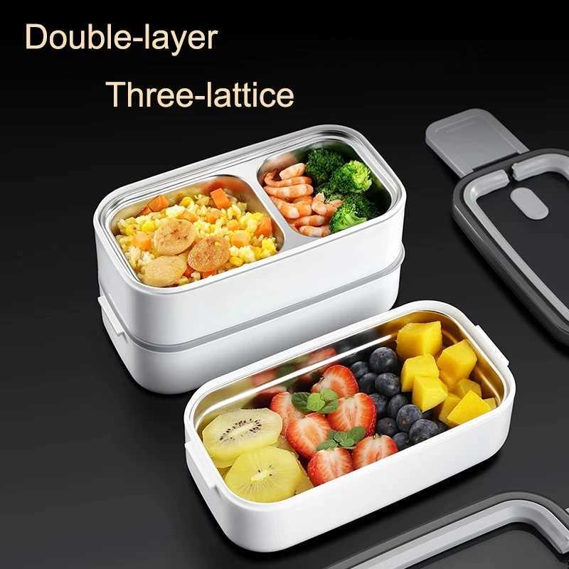 Stainless steel insulated lunch box for School Kids Office Worker double-layer bento microwave portable food storage containersM251121