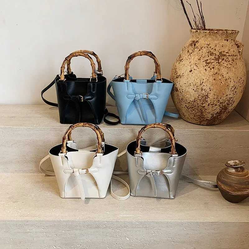 2025 New PU Leather Bamboo Bucket Tote for Wen - Large Capacity Shoder Crossbody Bag Versatile for Shopping Travel Y251121
