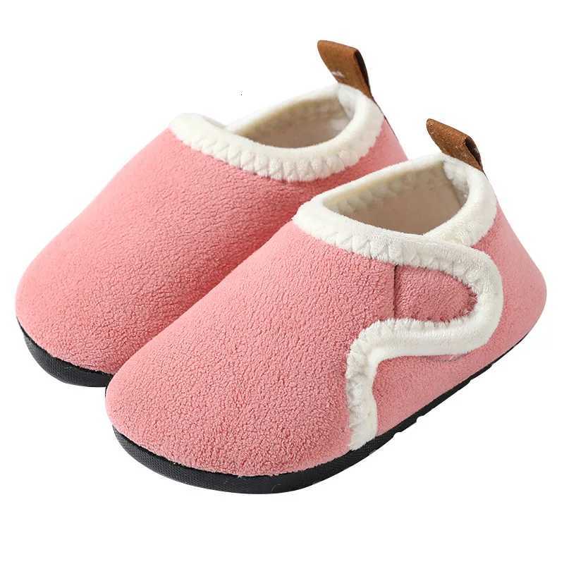 Autumn Winter Indoor Kids Shoes Anti Slip Soft Sole Children Floor Shoes Boys Girls Plush Warm Cotton Slipper Solid Home ShoesW251121