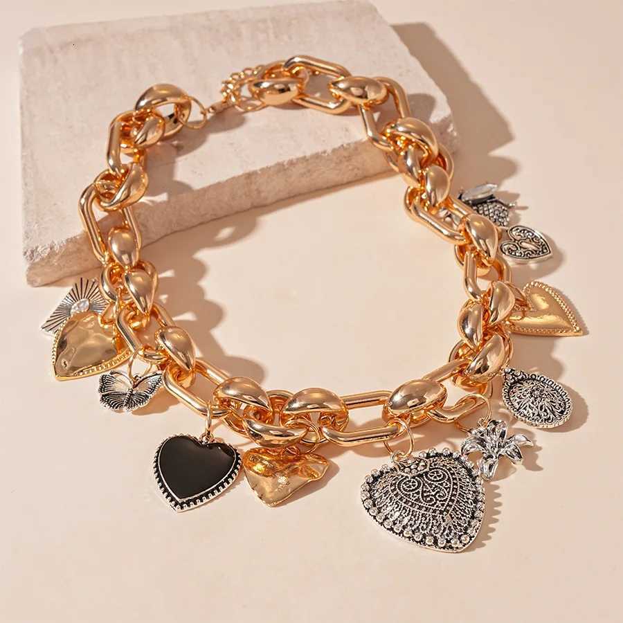 Womens Fashion Heart Pendant Necklace ZAA Jewelry Gold Plated Cube Chain Necklace Female Punk Accessories Birthday GiftsXJ251121