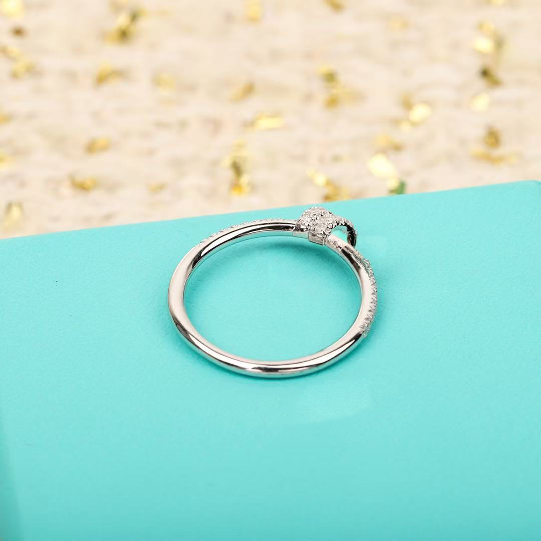 designer ring fashion trend letter gift knot shape with dia simple personality versatile romantic high-end light