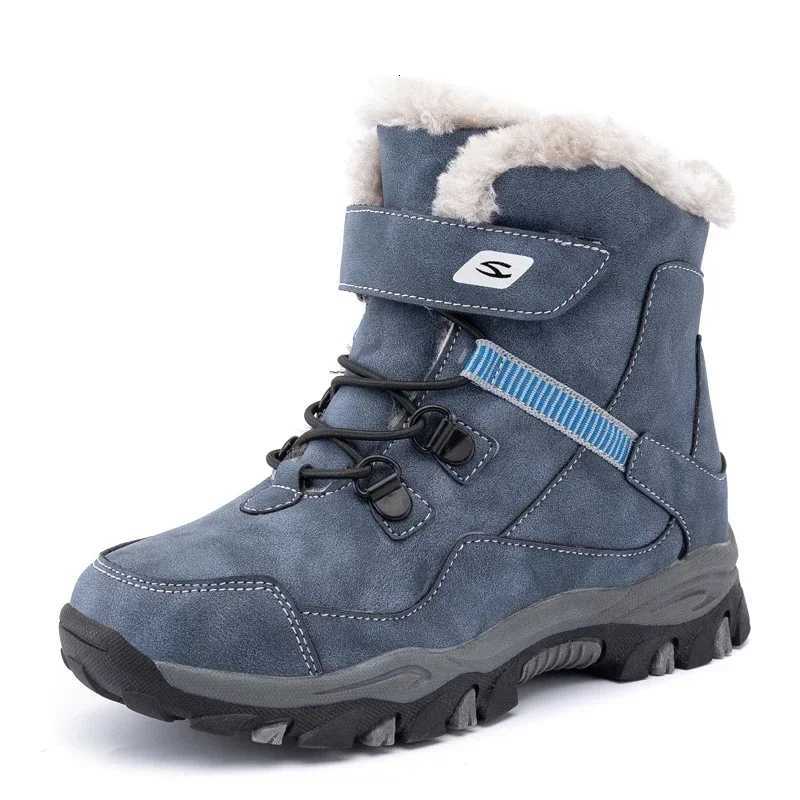 Winter Children Snow Warm Boots Fur Shoes Boys Sneaker Rubber Hiking Shoe Fashion Children Shoes Waterproof Leather Boots KidsW251121