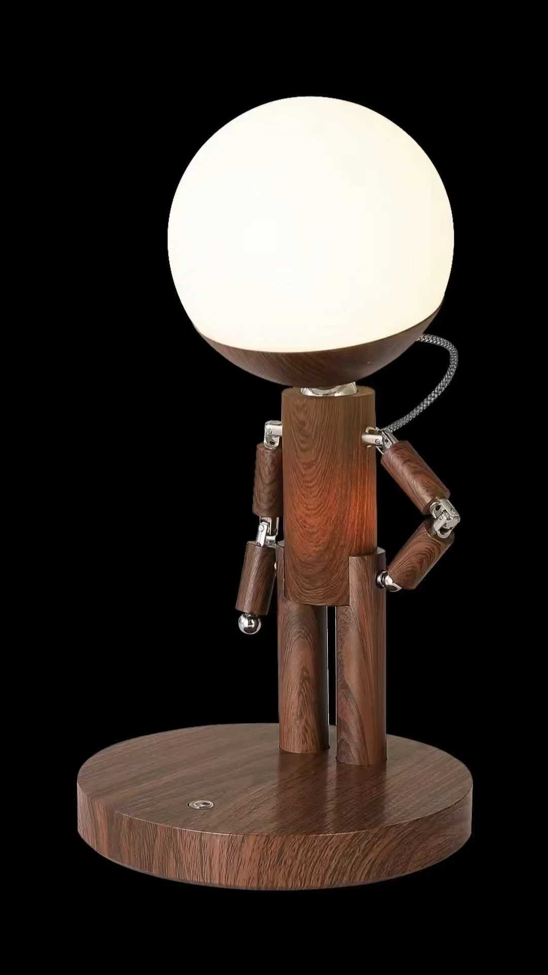 Creative Moon Desk Lamp Bedroom Living Room Atmosphere Decor Solid Wood Desktop Ornament Charging Moon Penalty Station Light C251121