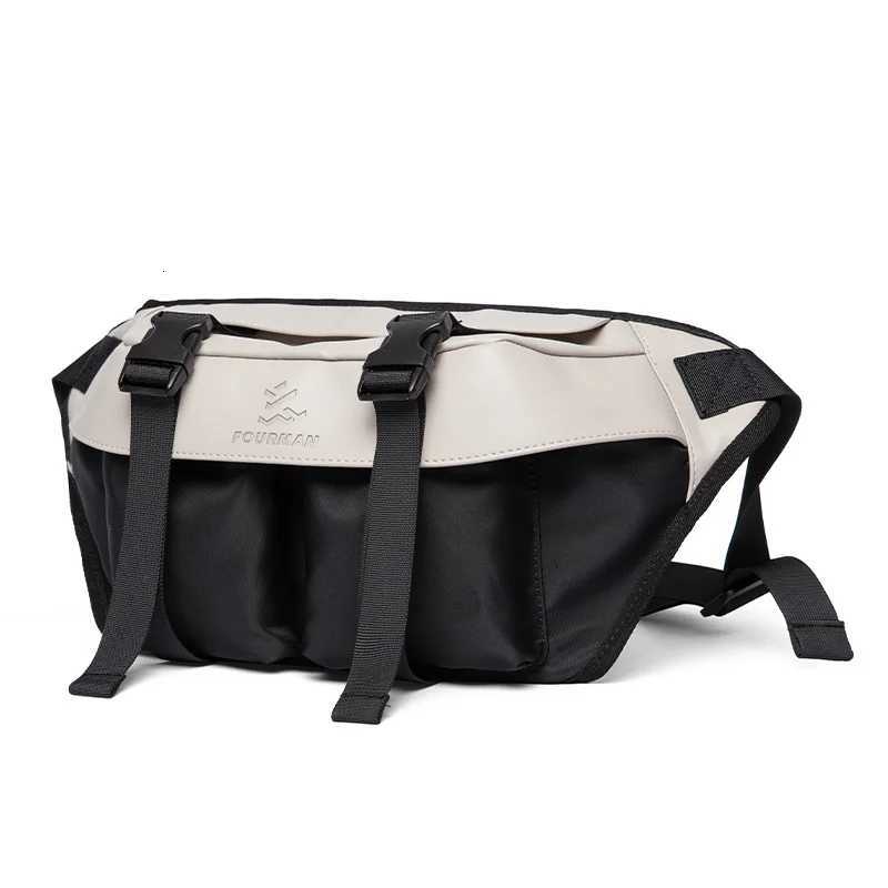 Fashion Japanese Casual Mens Crossbody Bag Solid Splicing Large Space 97inch iPad Zip Waterproof Durable Travel Dating Fi Bag Y251121