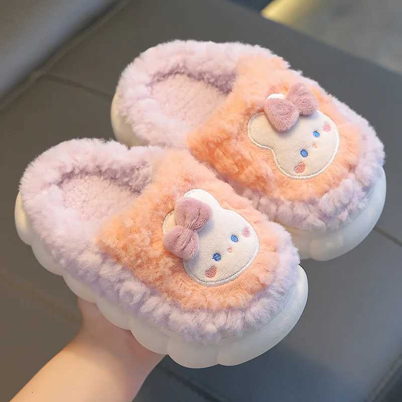 2025 Winter CHIldrens cute Cotton Home Slippers Girls Snow Non Slip Warm Baby Slippers Pink Blue Size 24-41W251121