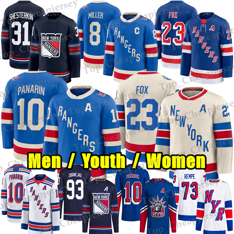 #10 Artemi Panarin NY Ranger hockey jersey #8 JT Miller Adam Fox Igor Shesterkin Mika Zibanejadd Vincent Trocheck Alexis Lafreniere Will Cuylle Matt Rempe jerseys