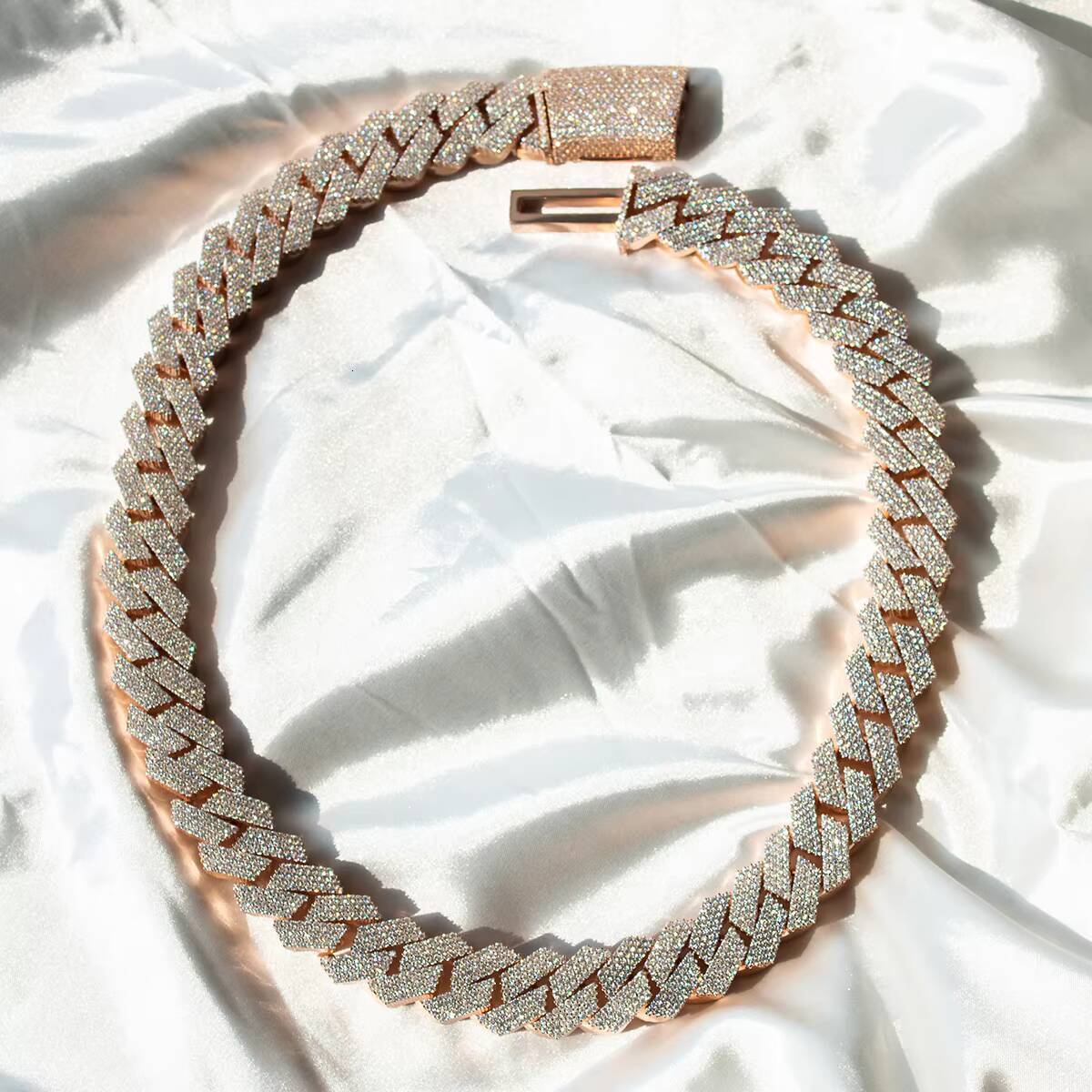 Hip Hop Rapper Ice Out Cuban Chain 20mm Wide 4 Rows of Moissanite Full Ice Out Cuban Link Chain Necklace