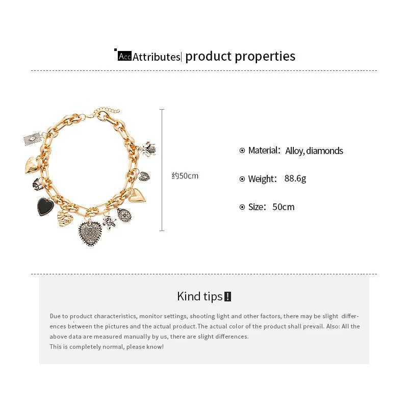 Womens Fashion Heart Pendant Necklace ZAA Jewelry Gold Plated Cube Chain Necklace Female Punk Accessories Birthday GiftsXJ251121