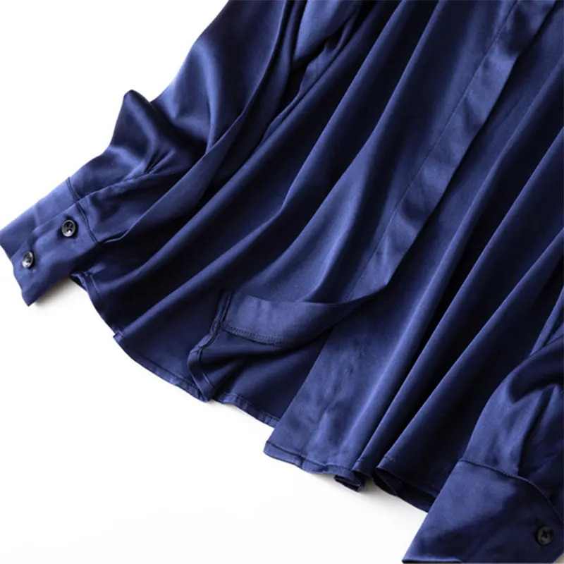 Womens shirt 93% mulberry silk 7% spandex 19 mom satin pure color classic long sleeved top for office women M L XL XXL 250418