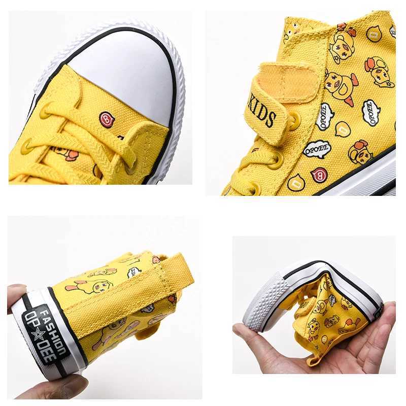 OPOEE2023 Spring Edition Korean Boys and Girls Canvas Shoes Little Yellow Duck Cartoon High Fashion Shoes Breathable 2130W251121