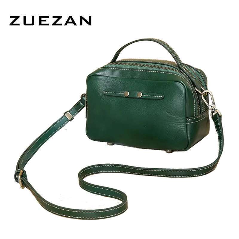 Zipper Bags Vegetable Tanning Real Cow Skin Women Genuine Leather Shoulder Bag Messenger Cross Body D Bag