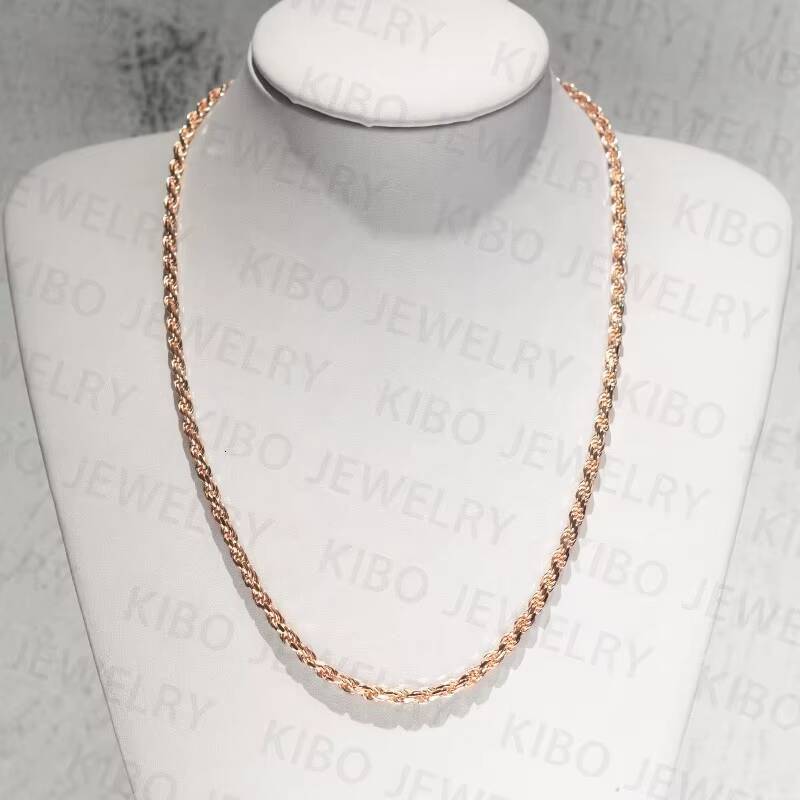 2025 Hot Sale 3mm Rope Chains HIp Hop Jewelry 925 Sterling Silver Plated 18K Gold Men Cuban Chain Necklace Rope Chains