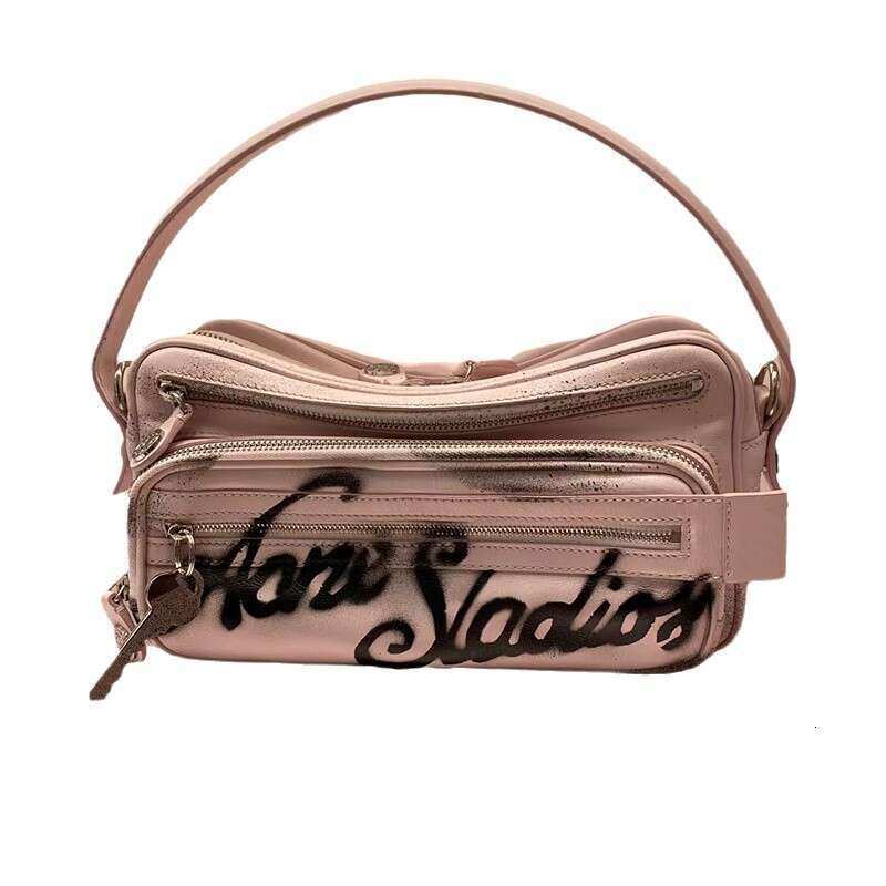Ins Internet Celebrity Same Style Genuine Leather Zipper Multi-pocket Handbag Shoulder Crossbody 2025 New Women's Bag