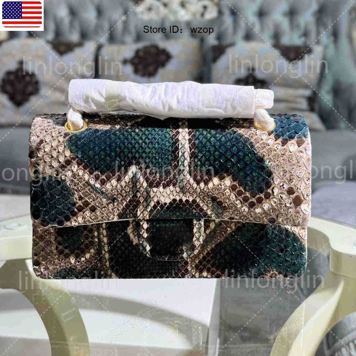 Designer Bag Evening Bags 10a Luxury Flap Bag Underarm Single Shoulder Rare Leather Chain Womens Ball Pattern Multi Color Python Skin Crossbody Classic Style Genuin