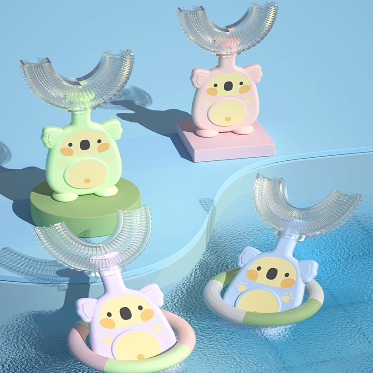 Children U-shaped Toothbrush 360 degree cartoon childrens silicone toothbrush Childrens oral cleaning toothbrush brushing tool 251113