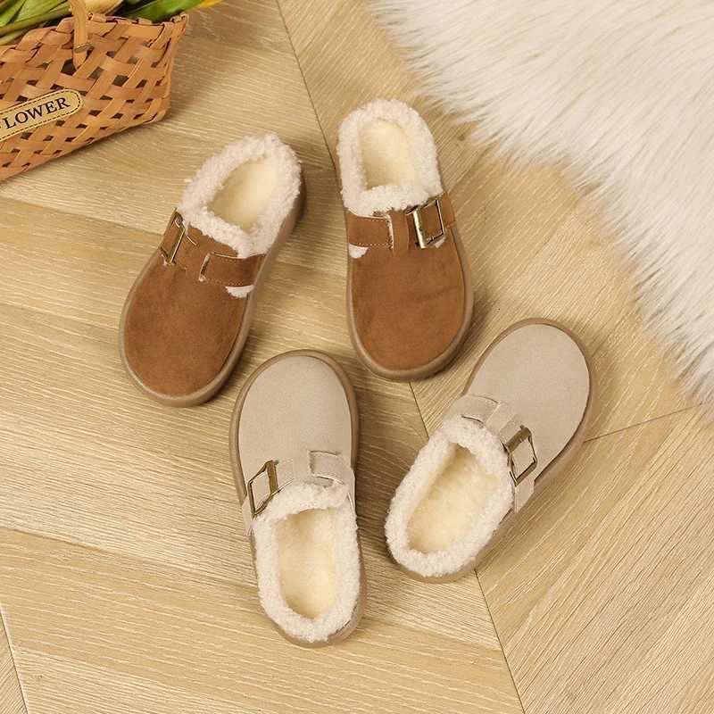 Winter Children Warm Plush Slippers Fashion Soft Bottom Kids Simple Mules Shoes Versatile Causal Girls Cotton Slippers Non-slipW251121