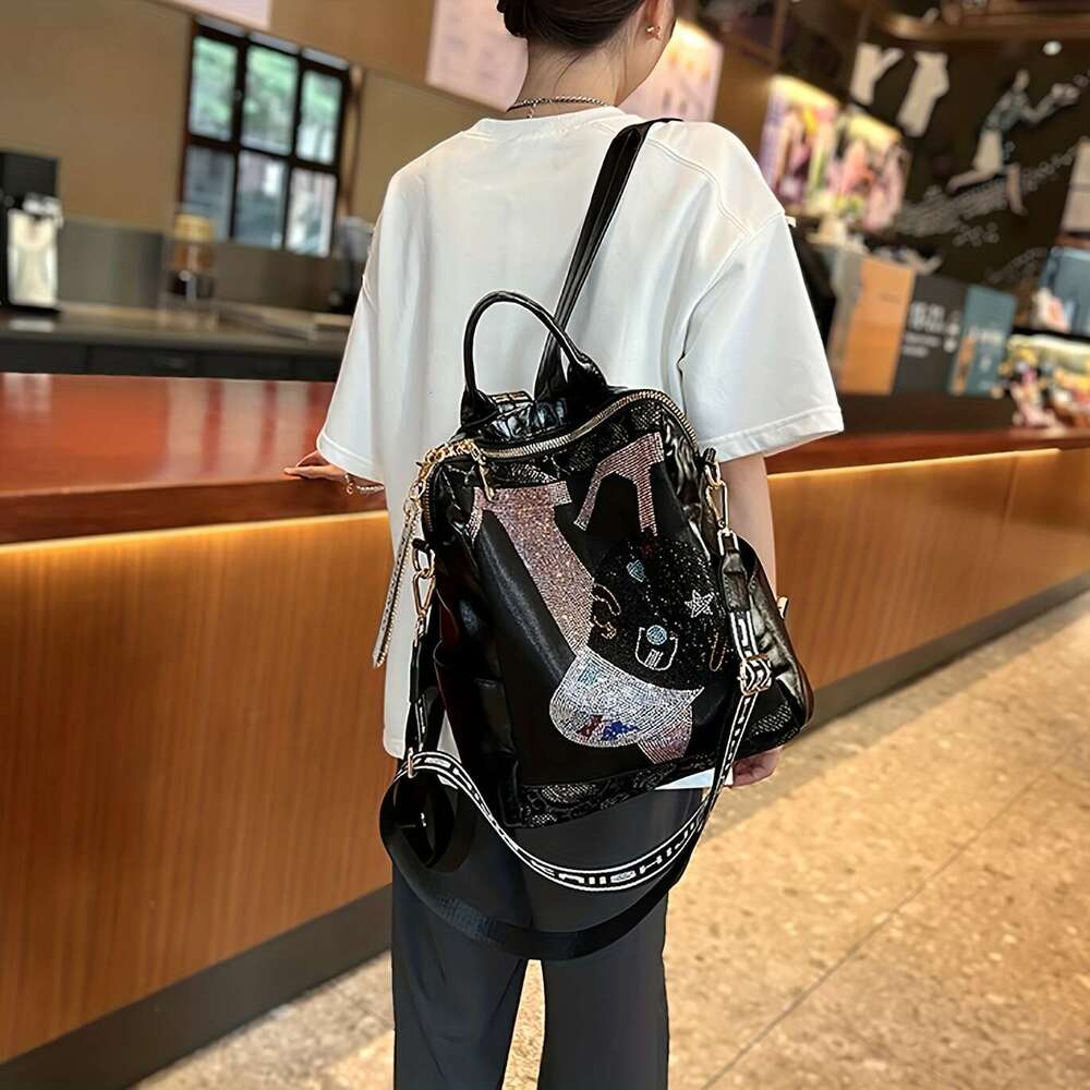 2025 New Fashion Diamond-Encrusted Women's Bag, Trendy High-End, Versatile and Popular, Large Capacity Shoulder Bag