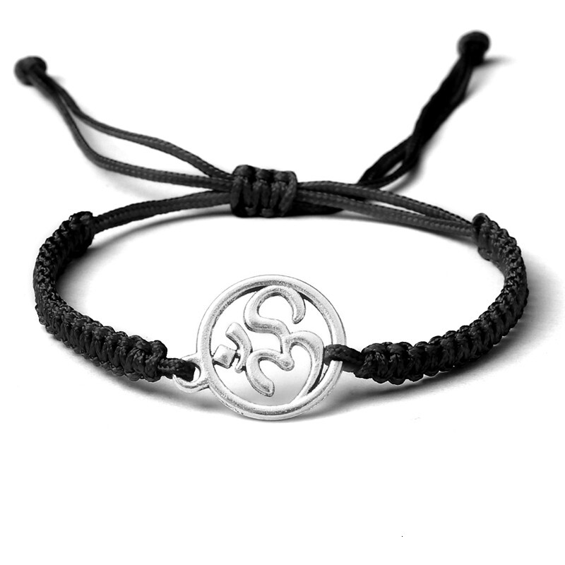 Handmade Bracelet OM Symbol Charm Red Black Braided Rope String Adjustable Bracelets for Women Men Friendship Lucky Jewelry Gift