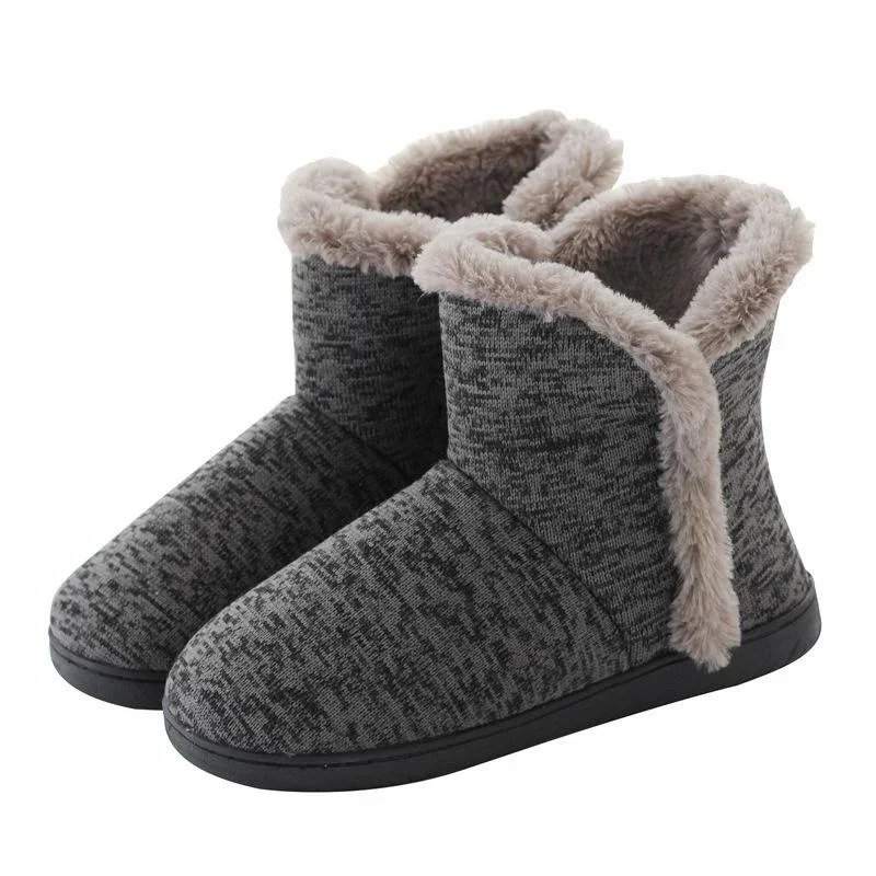 Slippers Booties for Men Women Winter Warm Plush House Shoes Indoor and Outdoor Grey Snow Boots 251121