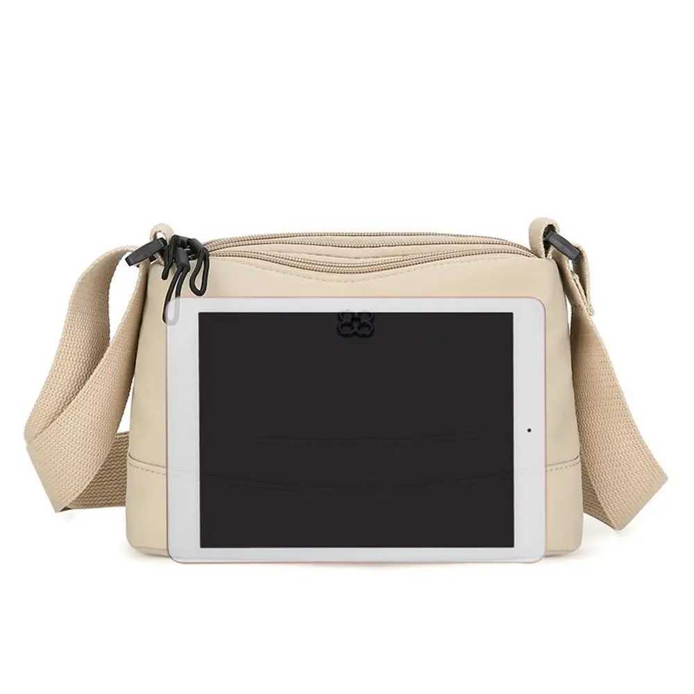 Solid Color Casual Style Handbag Soft Nylon Cloth Women Shoulder Bag Multiple Pockets Tote Bag Student BagT251121