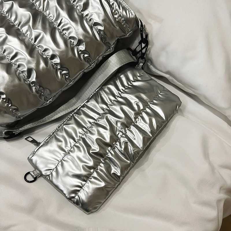 MOODS Quilted Cott Fabric 2-IN-1 Shoder Bag Set For Wen 2025 Winter Lat Handbags Lightweight Big Capacity Shopper Totes Y251121