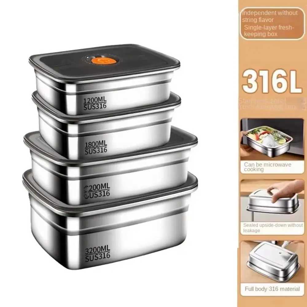 Stainless Steel Camping Lunch Box Large Capacity Refrigerator Freezer Storage Box Sealed Microwave Suitable Leak-proof BoxM251121