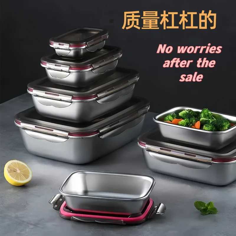 304 Stainless Steel Food Lunch Bento Box Sealed Leakproof Travel Storage Box Household Pickle Box Microwave Heating Lunch boxsM251121