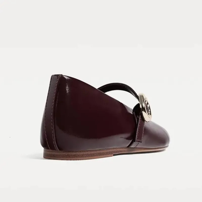 PU Leather Flats Mary Janes Shoes Women Spring Autumn Elegant Red Buckle Strap Ladies Shallow Casual Streetwear Loafers 251121
