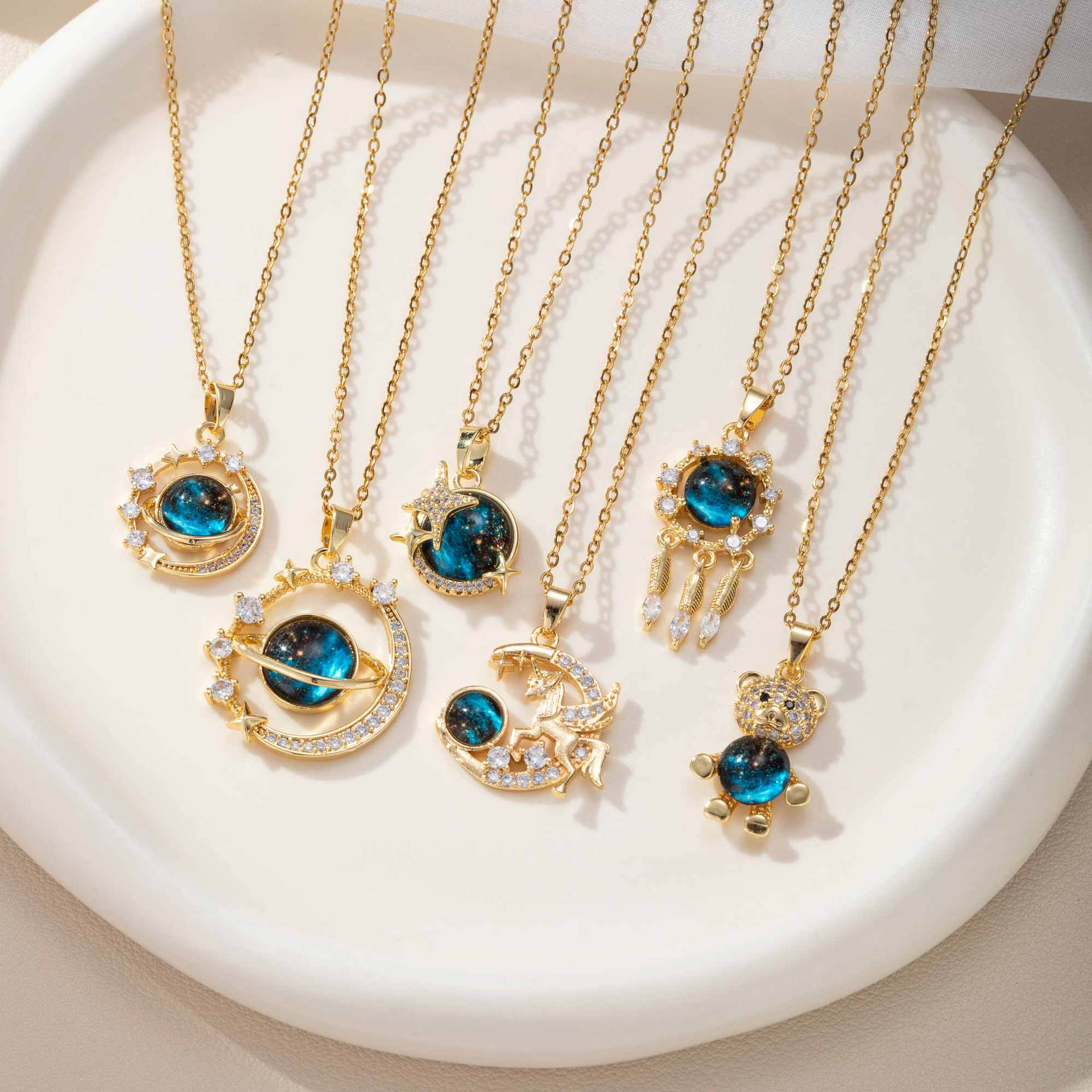 new Planet Womens Necklace Versatile High-end Starry Sky 18k Gold Collarbone Chain ins designer necklace for jewelry woman necklace designer for women - view 3